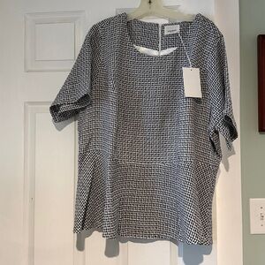 NWT Andre Women's black and White Tweed Blouse